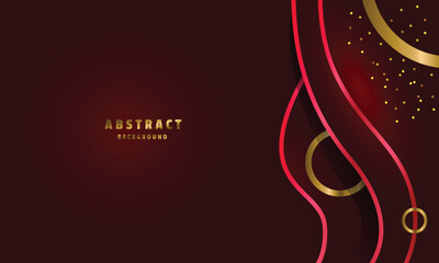 Dark red luxury premium background with gold line shape