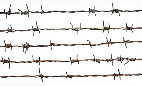 Barbed wire isolated on white.