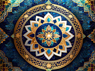 Radiant Islamic Geometry: A Captivating Display of Calligraphic Elegance and Vibrant Precision, Celebrating the Artistry of Ramadan. generative AI