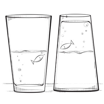 Two fish in two glasses