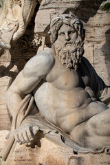 Die Statue des Ganges am Vierstr&ouml;mebrunnen in Rom Italien.