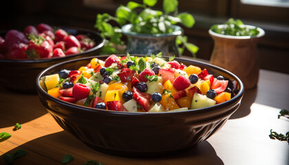 Freshness and variety on a gourmet vegetarian salad generated by AI