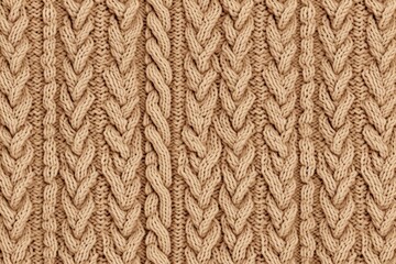 Cozy and comforting seamless pattern featuring a warm and inviting knit sweater texture in a soft tan color - obrazy, fototapety, plakaty