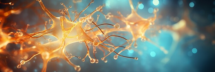 Neural cells in human nervous system medical background  illustration for neurology research