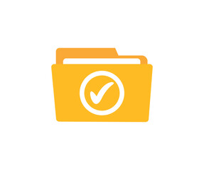 Folder icon with a check mark. Online documentation database, Business planning and strategy management vector design and illustration.
