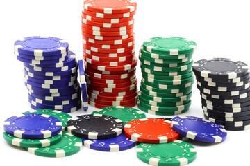 Poker chips at the casino table