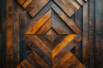 Wood inlay, art deco inspired interior wallpaper, carved, hand painted, surface material texture