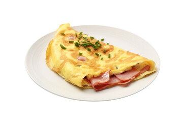 Ham and Cheese Omelette Isolated on a Transparent Background 