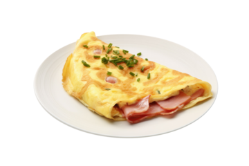 Ham and Cheese Omelette Isolated on a Transparent Background 