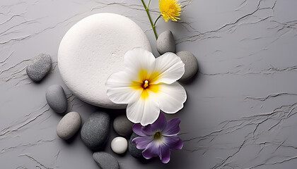 Freshness and beauty in nature, stone and flower generated by AI