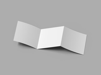 Blank square Z-fold brochure 3d render to present your design