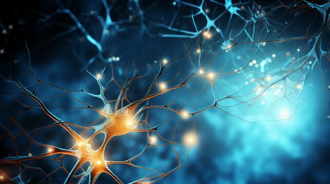 Nerve cells as medical background, representing human nervous system in healthcare and neuroscience