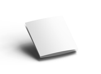 Blank square Z-fold brochure 3d render on transparent background