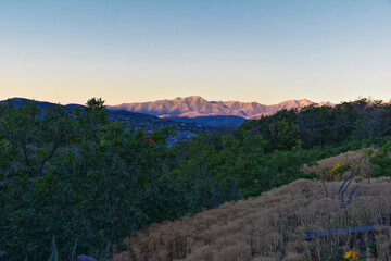 Lone Peak hiking trail view and surrounding landscape from Jacob&rsquo;s Ladder, Wasatch Rocky Mountains, Utah, United States.