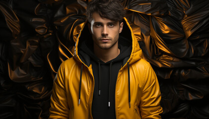 Young adult male fashion model looking outdoors confidently generated by AI