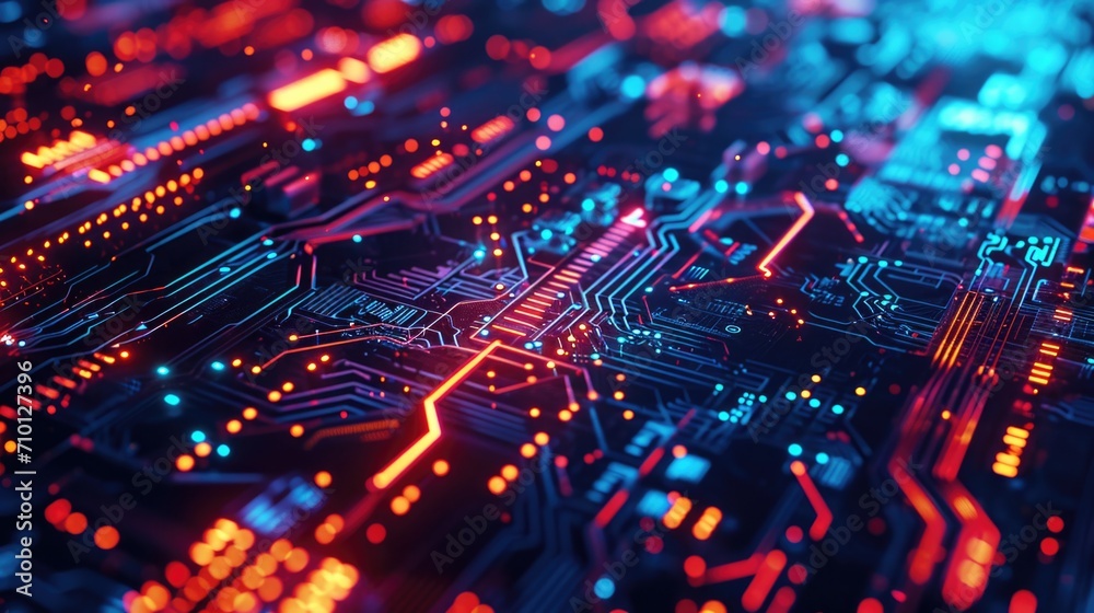 Fototapete Close up view of a computer circuit board. Ideal for technology-related projects