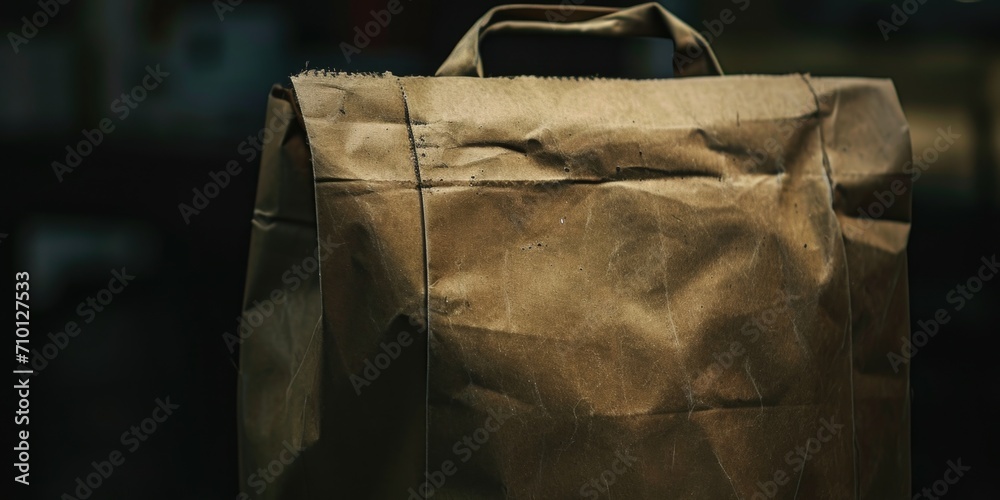 Aufkleber a simple brown paper bag placed on a table. suitable for various uses