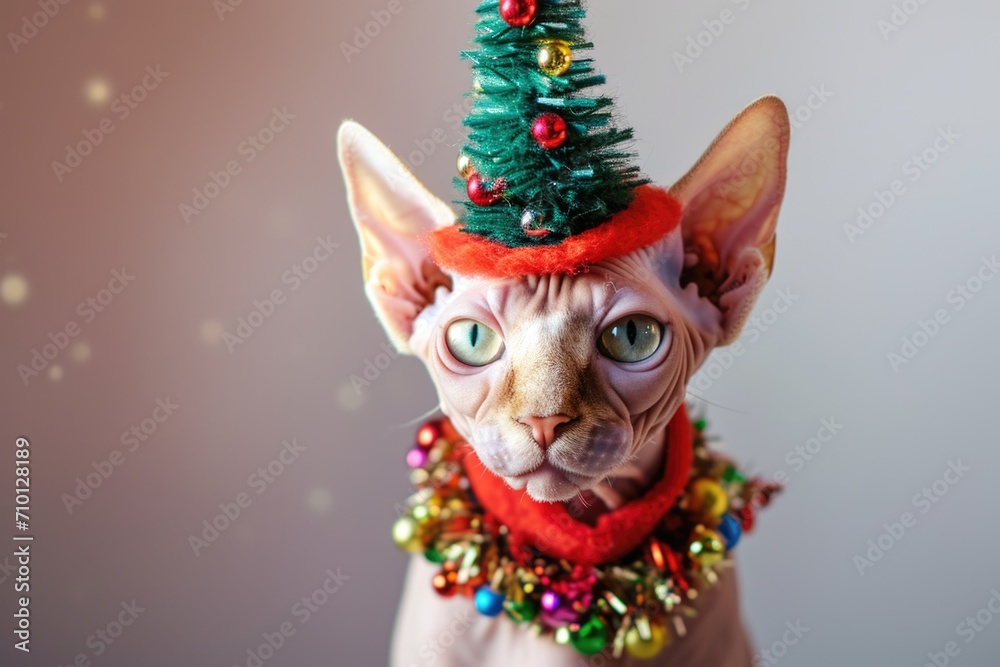 Canvas Prints a cute cat wearing a festive christmas hat. perfect for holiday-themed designs and greetings