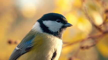 Naklejka premium A close-up view of a bird perched on a tree branch. Suitable for nature and wildlife enthusiasts