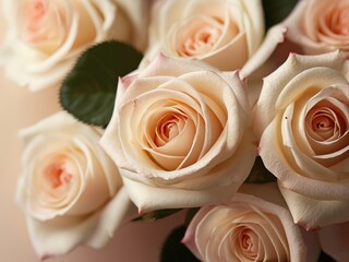 Beautiful white roses, closeup view. Valentine's day background