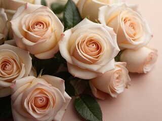 Beautiful roses on color background, closeup. Valentine's day celebration
