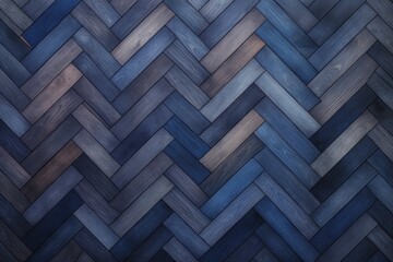 Cobalt oak wooden floor background. Herringbone pattern parquet backdrop - obrazy, fototapety, plakaty