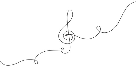Continuous line violin key icon. Concept of abstract lines of musical notes in simple linear style. Editable stroke. Vector illustration.