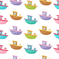 Cute children's seamless pattern with boats. Creative kids texture for fabric, wrapping, textile, wallpaper, apparel. Vector illustration