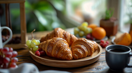 Croissant Breakfast Elegance Cozy Morning Setup

