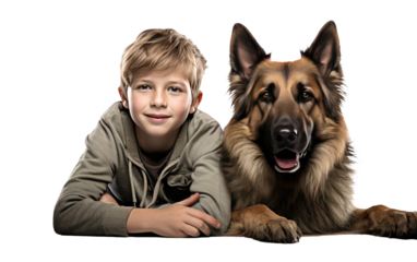 Candid Clicks: Boy and Dog Photo Op isolated on transparent Background