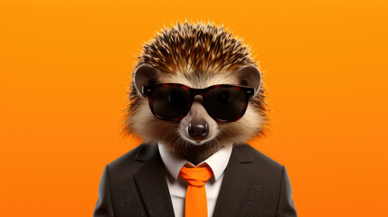 Hedge wearing sunglasses and tie. Perfect for adding touch of whimsy to any project.