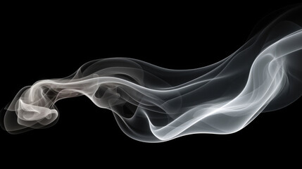 Smoke swirling in air against black background. Perfect for adding atmospheric touch to your designs or projects.