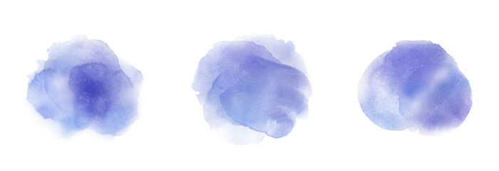 Wet watercolor washes in indigo blue shades