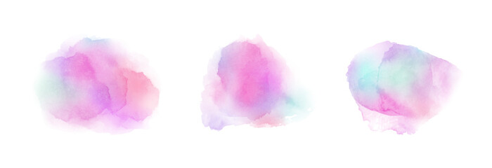 Vibrant watercolor washes in ethereal pink and teal color scheme - obrazy, fototapety, plakaty