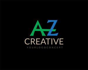 AZ Blue And Green Alphabet letters Initials Monogram victor stock.