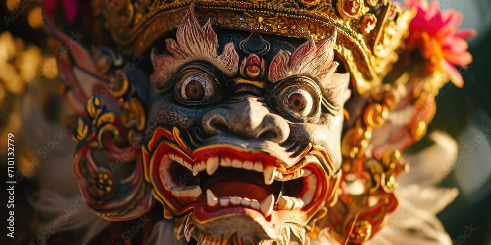 Aufkleber a close-up view of a demon statue. perfect for dark and mysterious themes