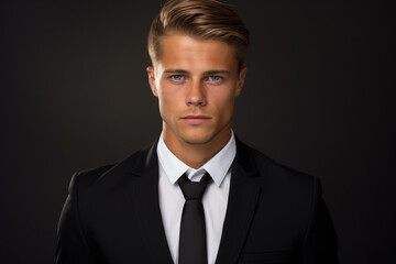 Well-dressed man in suit and tie poses for professional photograph. This versatile image can be used for business, corporate, or personal purposes.