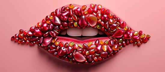 Sensual Elegance: Close-Up of Feminine Beauty, Sensual Elegance: Close-Up of Feminine Lips	
