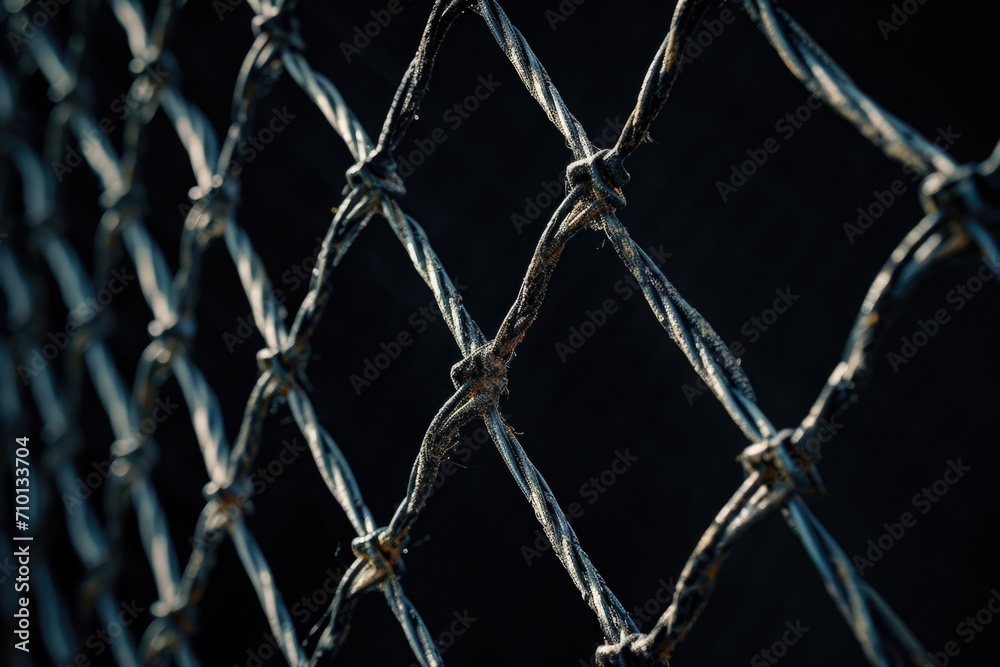 Poster A detailed view of a chain link fence. Suitable for various concepts and themes