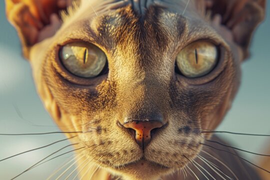 A close-up photograph of a cat showcasing its large, expressive eyes. Perfect for animal lovers and pet-related content