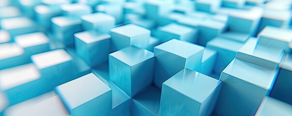 3d blue cubes in a row Generative AI