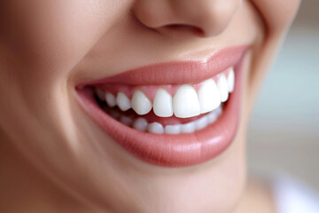 Dentist, zoom and the mouth of a happy woman in the studio with oral care, treatment or satisfaction with the result