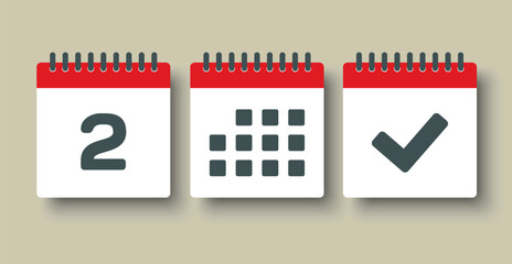 Vector icon page calendar - 2 day, agenda, done