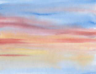 Watercolor background for design, abstract sunset