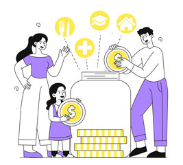 Family budget vector linear concept