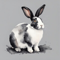 Black and white rabbit on a gray background. Concept
Agriculture