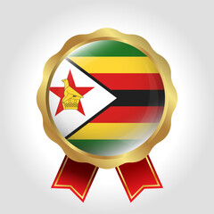 Creative Zimbabwe Flag Label Vector Design