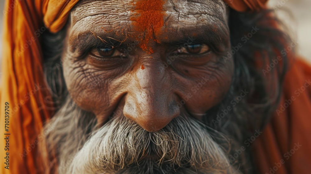 Poster A close-up image of a man with a long beard. This versatile picture can be used in various contexts