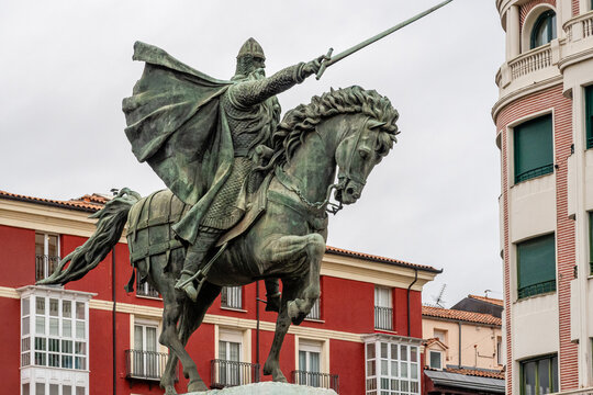 Bronze equestrian sculpture of the Cid Campeador, Burgos, Castilla y León, Spain.