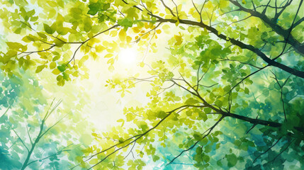 Obraz na płótnie Canvas Painting depicting tree with lush green leaves. This artwork can add touch of nature to any space.